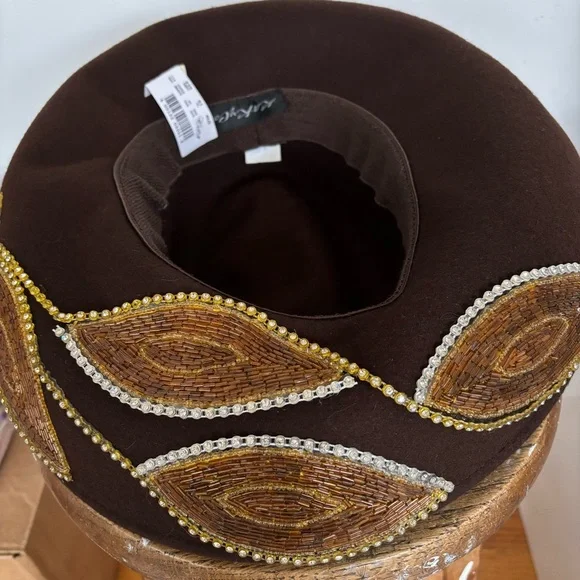 NWT Rare Embellished Beaded Handcrafted Wool Occasion Hat by  display picture 3